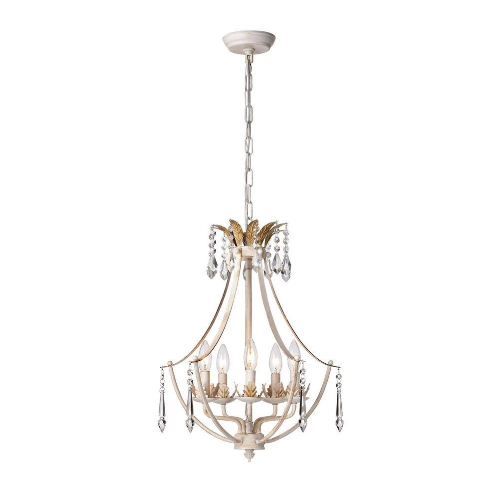 New ❤️ 5-Light Antique White with Antique Gold Accents Crystal Chandelier by Edvivi ⌛ 14 New ❤️ 5-Light Antique White with Antique Gold Accents Crystal Chandelier by Edvivi ⌛ - Image 12