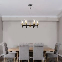 Promo ⌛ Briarwood 6-Light Black and Antique Brass Chandelier with Clear Cone Glass Shades by Edvivi 🥰 -Deals Edvivi || Atlas Store black and antique brass edvivi chandeliers epc6464bkab 31 1000