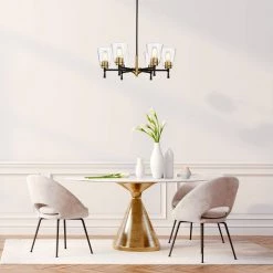 Promo ⌛ Briarwood 6-Light Black and Antique Brass Chandelier with Clear Cone Glass Shades by Edvivi 🥰 -Deals Edvivi || Atlas Store black and antique brass edvivi chandeliers epc6464bkab 4f 1000