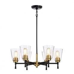 Promo ⌛ Briarwood 6-Light Black and Antique Brass Chandelier with Clear Cone Glass Shades by Edvivi 🥰