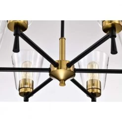 Promo ⌛ Briarwood 6-Light Black and Antique Brass Chandelier with Clear Cone Glass Shades by Edvivi 🥰 -Deals Edvivi || Atlas Store black and antique brass edvivi chandeliers epc6464bkab 66 1000