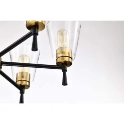 Promo ⌛ Briarwood 6-Light Black and Antique Brass Chandelier with Clear Cone Glass Shades by Edvivi 🥰 -Deals Edvivi || Atlas Store black and antique brass edvivi chandeliers epc6464bkab 76 1000