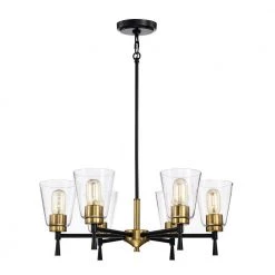 Promo ⌛ Briarwood 6-Light Black and Antique Brass Chandelier with Clear Cone Glass Shades by Edvivi 🥰 -Deals Edvivi || Atlas Store black and antique brass edvivi chandeliers epc6464bkab 77 1000