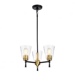 Best Pirce ๐คฉ Briarwood 3-Light Black and Antique Brass Chandelier with Clear Cone Glass Shades by Edvivi ๐