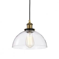 Wholesale ๐ฅฐ Mateo 10 in. 1-Light Black and Antique Brass Pendant Light with Clear Dome Glass Shade by Edvivi ๐