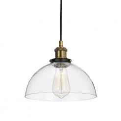 Wholesale 🥰 Mateo 10 in. 1-Light Black and Antique Brass Pendant Light with Clear Dome Glass Shade by Edvivi 👏 -Deals Edvivi || Atlas Store black and antique brass edvivi chandeliers epj4924bkab 77 1000
