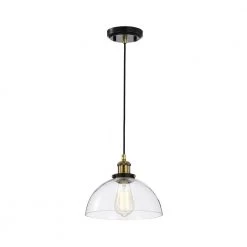 Wholesale 🥰 Mateo 10 in. 1-Light Black and Antique Brass Pendant Light with Clear Dome Glass Shade by Edvivi 👏 -Deals Edvivi || Atlas Store black and antique brass edvivi chandeliers epj4924bkab a0 1000