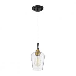 New 🧨 Arlo 1-Light Black and Antique Brass Modern Mini Pendant with Clear Glass Shade by Edvivi ✔️ -Deals Edvivi || Atlas Store black and antique brass edvivi pendant lights epj2934bkab 1f 1000