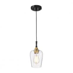New 🧨 Arlo 1-Light Black and Antique Brass Modern Mini Pendant with Clear Glass Shade by Edvivi ✔️ -Deals Edvivi || Atlas Store black and antique brass edvivi pendant lights epj2934bkab a0 1000