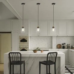 Flash Sale 😍 Mateo 1-Light Black and Antique Brass Mini Pendant Light with Clear Bell Glass Shade by Edvivi 😀 -Deals Edvivi || Atlas Store black and antique brass edvivi pendant lights epj4904bkab 31 1000