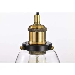 Flash Sale 😍 Mateo 1-Light Black and Antique Brass Mini Pendant Light with Clear Bell Glass Shade by Edvivi 😀 -Deals Edvivi || Atlas Store black and antique brass edvivi pendant lights epj4904bkab 44 1000