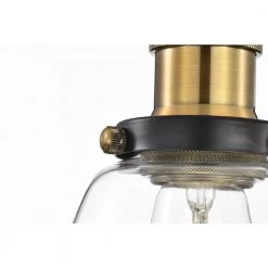 Flash Sale 😍 Mateo 1-Light Black and Antique Brass Mini Pendant Light with Clear Bell Glass Shade by Edvivi 😀 -Deals Edvivi || Atlas Store black and antique brass edvivi pendant lights epj4904bkab 76 1000
