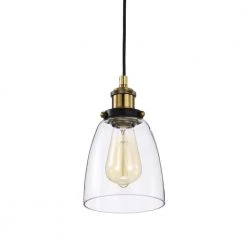 Flash Sale 😍 Mateo 1-Light Black and Antique Brass Mini Pendant Light with Clear Bell Glass Shade by Edvivi 😀 -Deals Edvivi || Atlas Store black and antique brass edvivi pendant lights epj4904bkab 77 1000