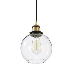 Best deal 🧨 Mateo 1-Light Black and Antique Brass Mini Pendant Light with Clear Globe Glass Shade by Edvivi 🔔 -Deals Edvivi || Atlas Store black and antique brass edvivi pendant lights epj4914bkab 77 1000