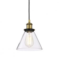 Buy โ๏ธ Mateo 1-Light Black and Antique Brass Mini Pendant Light with Clear Glass Shade by Edvivi ๐