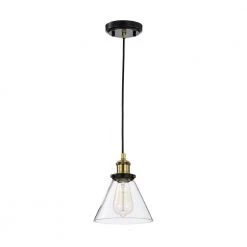 Buy ✔️ Mateo 1-Light Black and Antique Brass Mini Pendant Light with Clear Glass Shade by Edvivi 😀 -Deals Edvivi || Atlas Store black and antique brass edvivi pendant lights epj4934bkab a0 1000