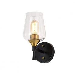 Top 10 👍 Arlo 5 in. 1-Light Black and Antique Brass Indoor Wall Sconce with Clear Glass Shade by Edvivi 😀