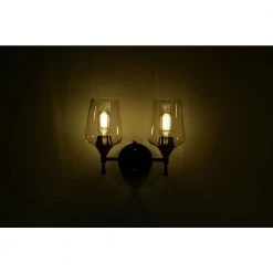 Coupon 🛒 Arlo 13 in. 2-Lights Black and Antique Brass Vanity Light with Clear Wine Glass Shades by Edvivi 💯 -Deals Edvivi || Atlas Store black and antique brass edvivi vanity lighting ew2634bkab 40 1000