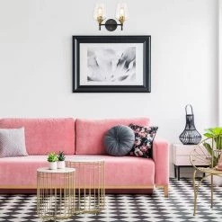 Coupon 🛒 Arlo 13 in. 2-Lights Black and Antique Brass Vanity Light with Clear Wine Glass Shades by Edvivi 💯 -Deals Edvivi || Atlas Store black and antique brass edvivi vanity lighting ew2634bkab 4f 1000