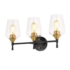 Hot Sale 🥰 Arlo 21 in. 3-Lights Black and Antique Brass Vanity Light with Clear Wine Glass Shades by Edvivi ❤️ -Deals Edvivi || Atlas Store black and antique brass edvivi vanity lighting ew2734bkab 1f 1000