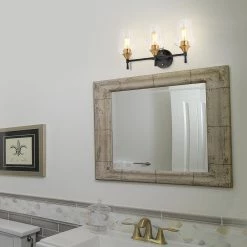 Hot Sale 🥰 Arlo 21 in. 3-Lights Black and Antique Brass Vanity Light with Clear Wine Glass Shades by Edvivi ❤️ -Deals Edvivi || Atlas Store black and antique brass edvivi vanity lighting ew2734bkab 31 1000