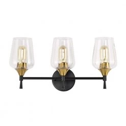 Hot Sale ๐ฅฐ Arlo 21 in. 3-Lights Black and Antique Brass Vanity Light with Clear Wine Glass Shades by Edvivi โค๏ธ