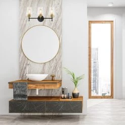 Hot Sale 🥰 Arlo 21 in. 3-Lights Black and Antique Brass Vanity Light with Clear Wine Glass Shades by Edvivi ❤️ -Deals Edvivi || Atlas Store black and antique brass edvivi vanity lighting ew2734bkab c3 1000