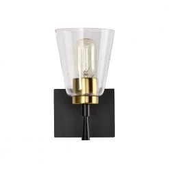 Best Sale 🛒 Briarwood 1-Light Black and Antique Brass Indoor Wall Sconce with Clear Cone Glass Shade by Edvivi 👍 -Deals Edvivi || Atlas Store black and antique brass edvivi vanity lighting ew6684bkab 1d 1000