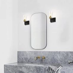 Best Sale 🛒 Briarwood 1-Light Black and Antique Brass Indoor Wall Sconce with Clear Cone Glass Shade by Edvivi 👍 -Deals Edvivi || Atlas Store black and antique brass edvivi vanity lighting ew6684bkab 31 1000