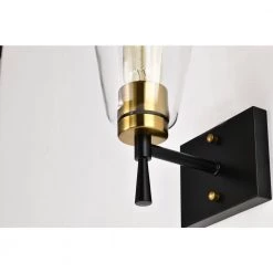 Best Sale 🛒 Briarwood 1-Light Black and Antique Brass Indoor Wall Sconce with Clear Cone Glass Shade by Edvivi 👍 -Deals Edvivi || Atlas Store black and antique brass edvivi vanity lighting ew6684bkab 44 1000
