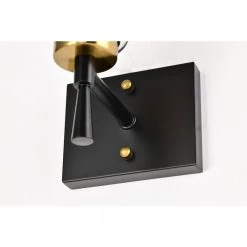 Best Sale 🛒 Briarwood 1-Light Black and Antique Brass Indoor Wall Sconce with Clear Cone Glass Shade by Edvivi 👍 -Deals Edvivi || Atlas Store black and antique brass edvivi vanity lighting ew6684bkab fa 1000