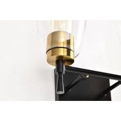 Best Pirce ⌛ Briarwood 13 in. 2-Lights Black and Antique Brass Vanity Light with Clear Cone Glass Shades by Edvivi 🛒 -Deals Edvivi || Atlas Store black and antique brass edvivi vanity lighting ew6784bkab 1d 1000