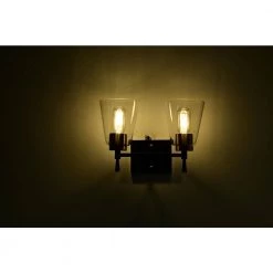 Best Pirce ⌛ Briarwood 13 in. 2-Lights Black and Antique Brass Vanity Light with Clear Cone Glass Shades by Edvivi 🛒 -Deals Edvivi || Atlas Store black and antique brass edvivi vanity lighting ew6784bkab a0 1000