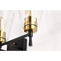 Best deal 🎁 Briarwood 21 in. 3-Lights Black and Antique Brass Vanity Light with Clear Glass Cone Shades by Edvivi 😀 -Deals Edvivi || Atlas Store black and antique brass edvivi vanity lighting ew6884bkab 1d 1000