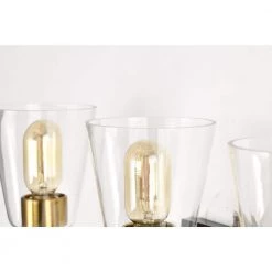 Best deal 🎁 Briarwood 21 in. 3-Lights Black and Antique Brass Vanity Light with Clear Glass Cone Shades by Edvivi 😀 -Deals Edvivi || Atlas Store black and antique brass edvivi vanity lighting ew6884bkab 44 1000