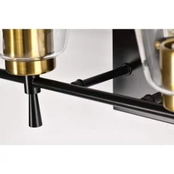 Hot Sale 🛒 Briarwood 30 in. 4-Lights Black and Antique Brass Vanity Light with Clear Glass Cone Shades by Edvivi 🔥 -Deals Edvivi || Atlas Store black and antique brass edvivi vanity lighting ew6984bkab 1d 1000