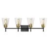 Hot Sale 🛒 Briarwood 30 in. 4-Lights Black and Antique Brass Vanity Light with Clear Glass Cone Shades by Edvivi 🔥 -Deals Edvivi || Atlas Store black and antique brass edvivi vanity lighting ew6984bkab 64 1000