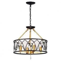 Top 10 ✨ Imperium Mid-Century Modern 4-Light Black and Antique Gold Dual Set-Up Chandelier with Ice Glass and Crystals by Edvivi 🎉 -Deals Edvivi || Atlas Store black and antique gold edvivi chandeliers edg8175bk 77 1000