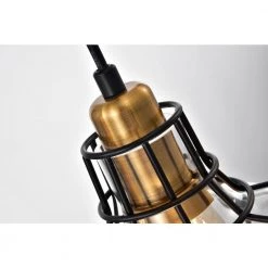 Cheapest 🔥 Paris 3-Light Industrial Black and Antique Gold Pendant with Clear Glass Shade and Black Cage by Edvivi 😀 -Deals Edvivi || Atlas Store black and antique gold edvivi chandeliers epc5455bk 1d 1000