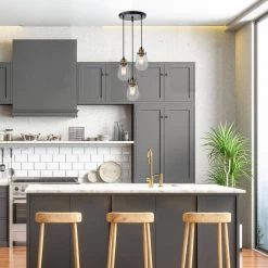 Best reviews of 🧨 Sabine 3-Light Modern Black and Antique Gold Industrial Pendant with Clear Glass Shade by Edvivi ✔️ -Deals Edvivi || Atlas Store black and antique gold edvivi chandeliers epc5475bk 1f 1000