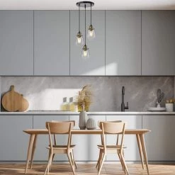 Best reviews of 🧨 Sabine 3-Light Modern Black and Antique Gold Industrial Pendant with Clear Glass Shade by Edvivi ✔️ -Deals Edvivi || Atlas Store black and antique gold edvivi chandeliers epc5475bk 4f 1000