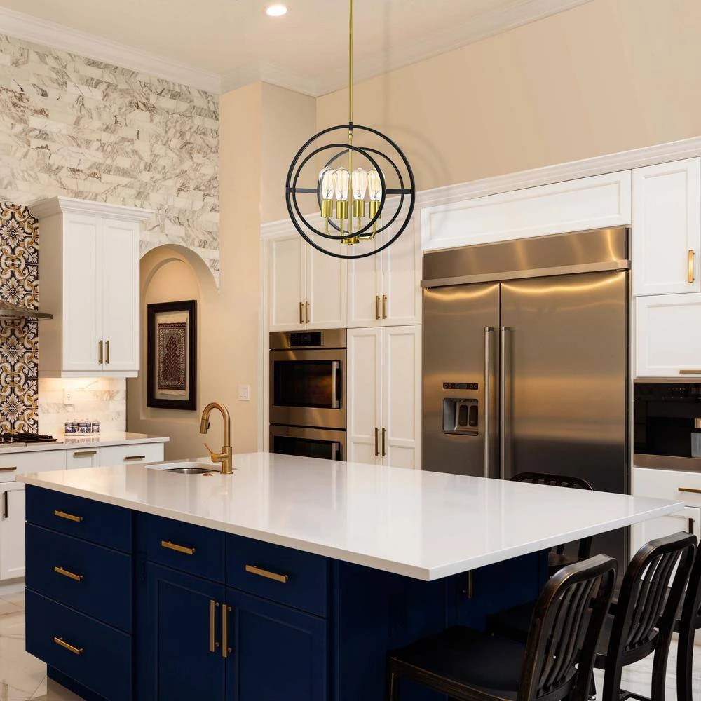 Flash Sale ๐ Orbit 4-Light Mid-Century Modern Black and Antique Gold Circular Chandelier with Clear Glass Panel by Edvivi ๐ 9 Flash Sale ๐ Orbit 4-Light Mid-Century Modern Black and Antique Gold Circular Chandelier with Clear Glass Panel by Edvivi ๐ - Image 7