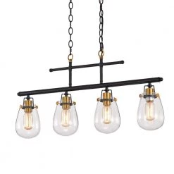 Discount โจ 4-Light Black and Antique Gold Kitchen Island Chandelier by Edvivi ๐งจ