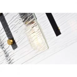 Hot Sale 🎁 Luster Contemporary 3-Light Black and Antique Gold Kitchen Island Chandelier with Verre Strie Glass by Edvivi ❤️ -Deals Edvivi || Atlas Store black and antique gold edvivi chandeliers epd3105bk 66 1000