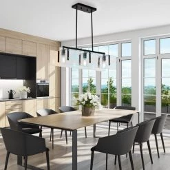 Hot Sale 🎁 Luster Contemporary 3-Light Black and Antique Gold Kitchen Island Chandelier with Verre Strie Glass by Edvivi ❤️ -Deals Edvivi || Atlas Store black and antique gold edvivi chandeliers epd3105bk c3 1000