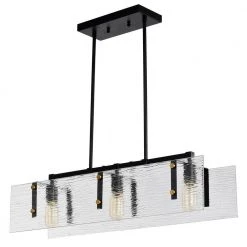 Hot Sale 🎁 Luster Contemporary 3-Light Black and Antique Gold Kitchen Island Chandelier with Verre Strie Glass by Edvivi ❤️ -Deals Edvivi || Atlas Store black and antique gold edvivi chandeliers epd3105bk fa 1000
