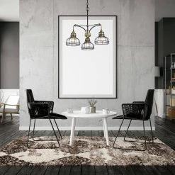 Best Pirce 🛒 Paris 3-Light Black and Antique Gold Industrial Chandelier with Black Cage and Clear Glass Shade by Edvivi ⭐ -Deals Edvivi || Atlas Store black and antique gold edvivi chandeliers epd5335bk 1f 1000
