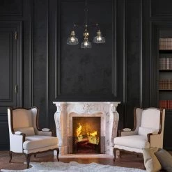 Best Pirce 🛒 Paris 3-Light Black and Antique Gold Industrial Chandelier with Black Cage and Clear Glass Shade by Edvivi ⭐ -Deals Edvivi || Atlas Store black and antique gold edvivi chandeliers epd5335bk 44 1000