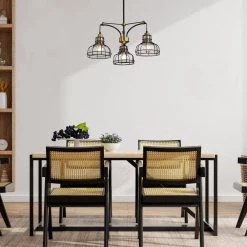 Best Pirce 🛒 Paris 3-Light Black and Antique Gold Industrial Chandelier with Black Cage and Clear Glass Shade by Edvivi ⭐ -Deals Edvivi || Atlas Store black and antique gold edvivi chandeliers epd5335bk 4f 1000