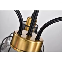 Best Pirce 🛒 Paris 3-Light Black and Antique Gold Industrial Chandelier with Black Cage and Clear Glass Shade by Edvivi ⭐ -Deals Edvivi || Atlas Store black and antique gold edvivi chandeliers epd5335bk a0 1000